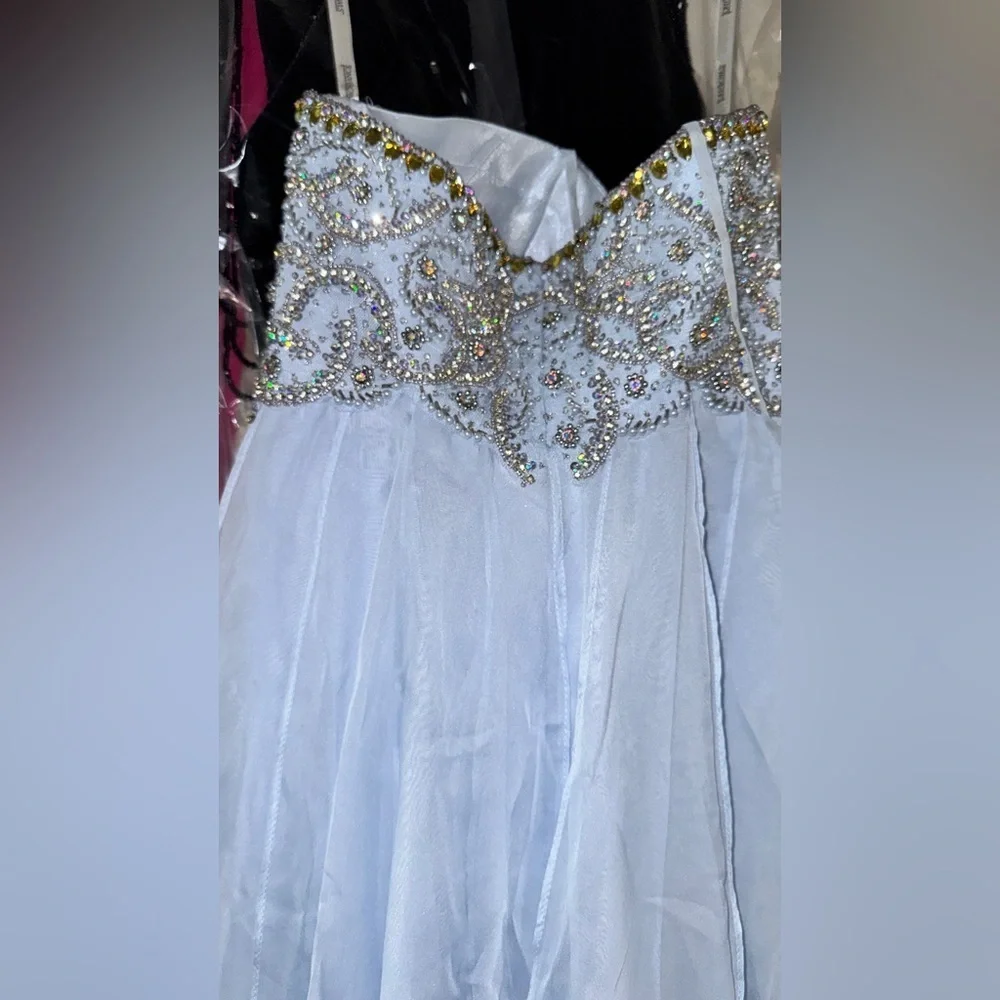 Tony Bowls Light Blue Satin Dress - Picture 5 of 6